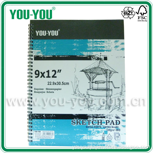 Spiral Sketch Pad, /Drawing Pad 9*12 Inch, 50 Sheets (SW12-50-100)